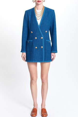 Kinsley Blue Tweed Suit Dress