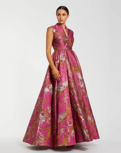 Bocade cap sleeve gown