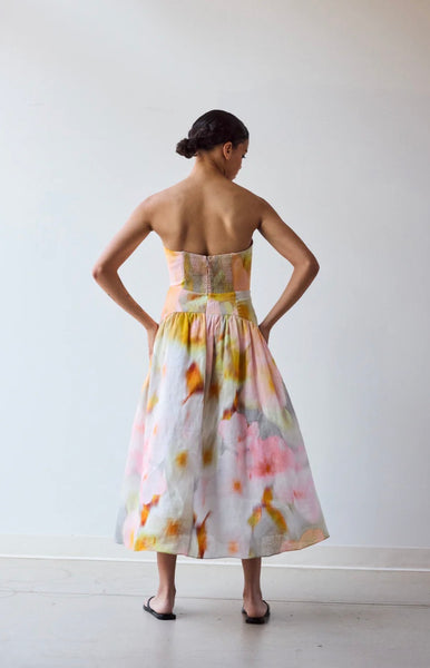 Diffused floral tea dress