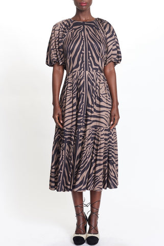 Walnut zebra midi dress