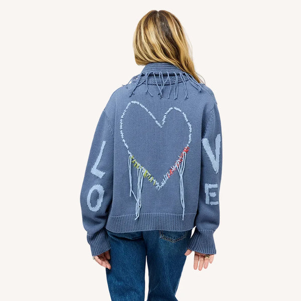 Denim blue love cardigan