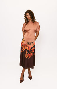 Raven coral midi dress
