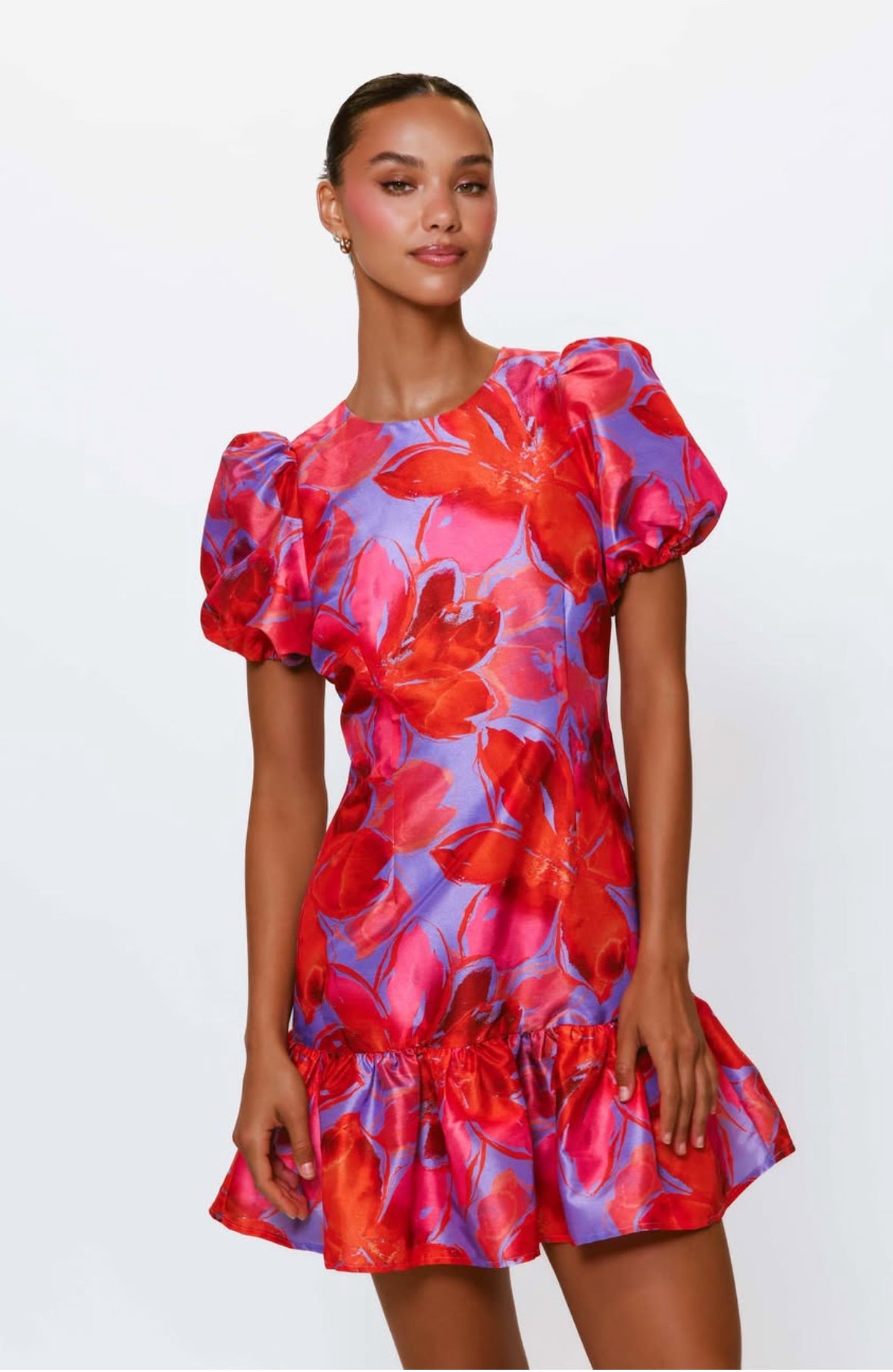 Puff Sleeve Drop Waist Dress