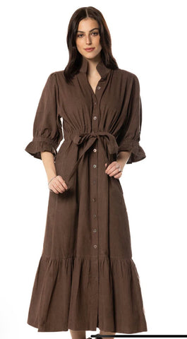 Catherine Chocolate Cord Dress