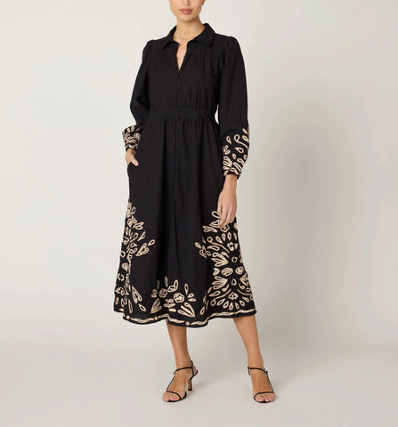 Elyse black midi dress