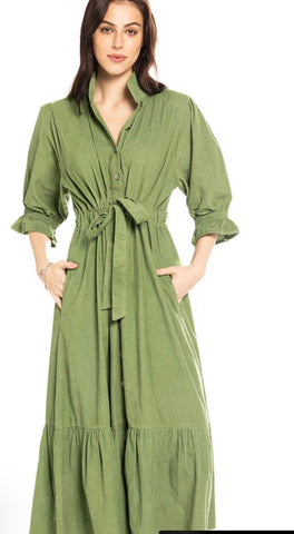 Catherine Green Cord Dress