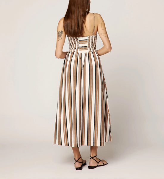 Holly neutral striped midi dress
