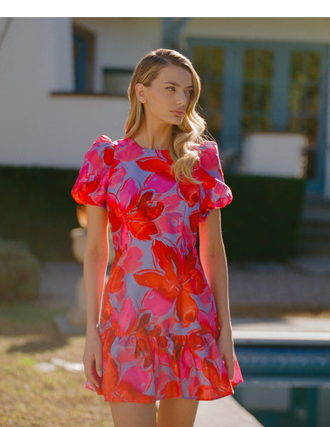Puff Sleeve Drop Waist Dress