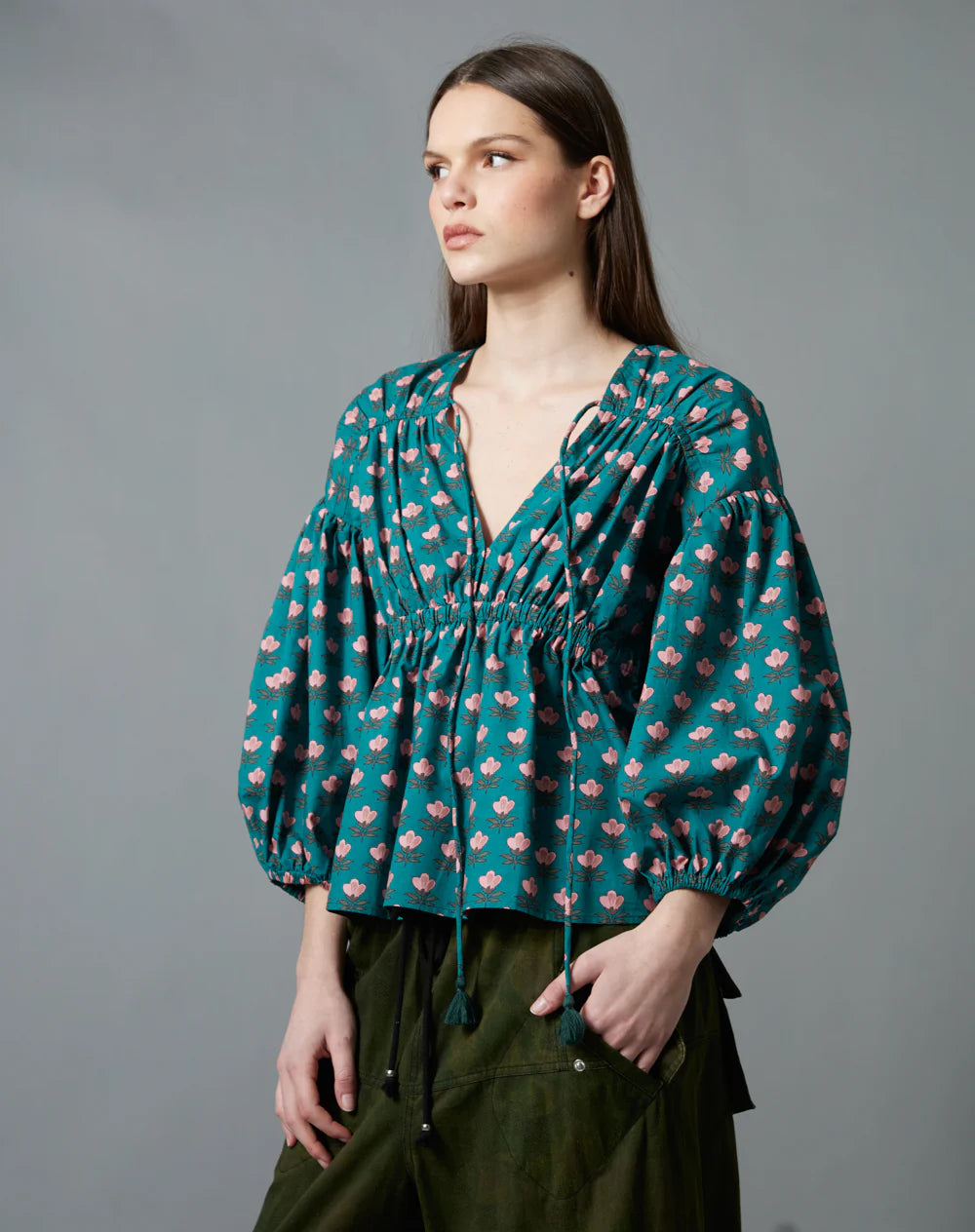 Rose Woodblock Blouse