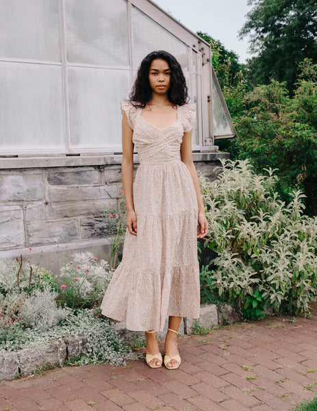 English garden flutter maxi dress