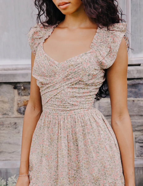 English garden flutter maxi dress