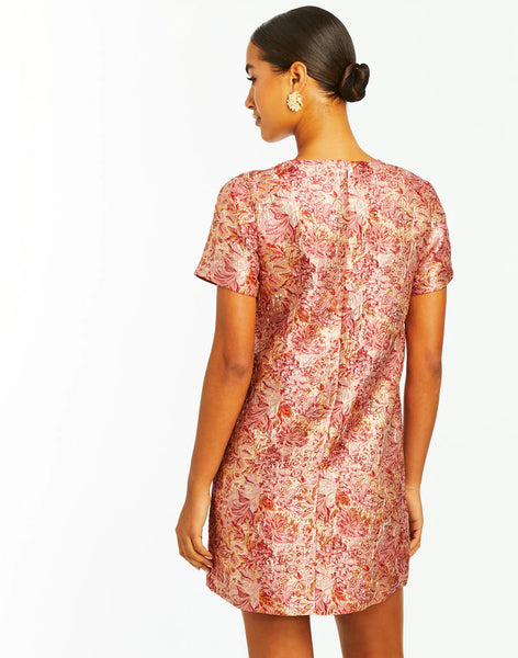 Metallic pink and red mini dress