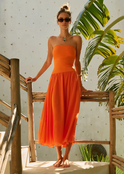 Clementine strapless midi dress