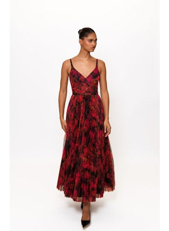 Fall floral tulle dress