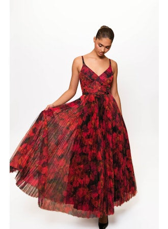 Fall floral tulle dress