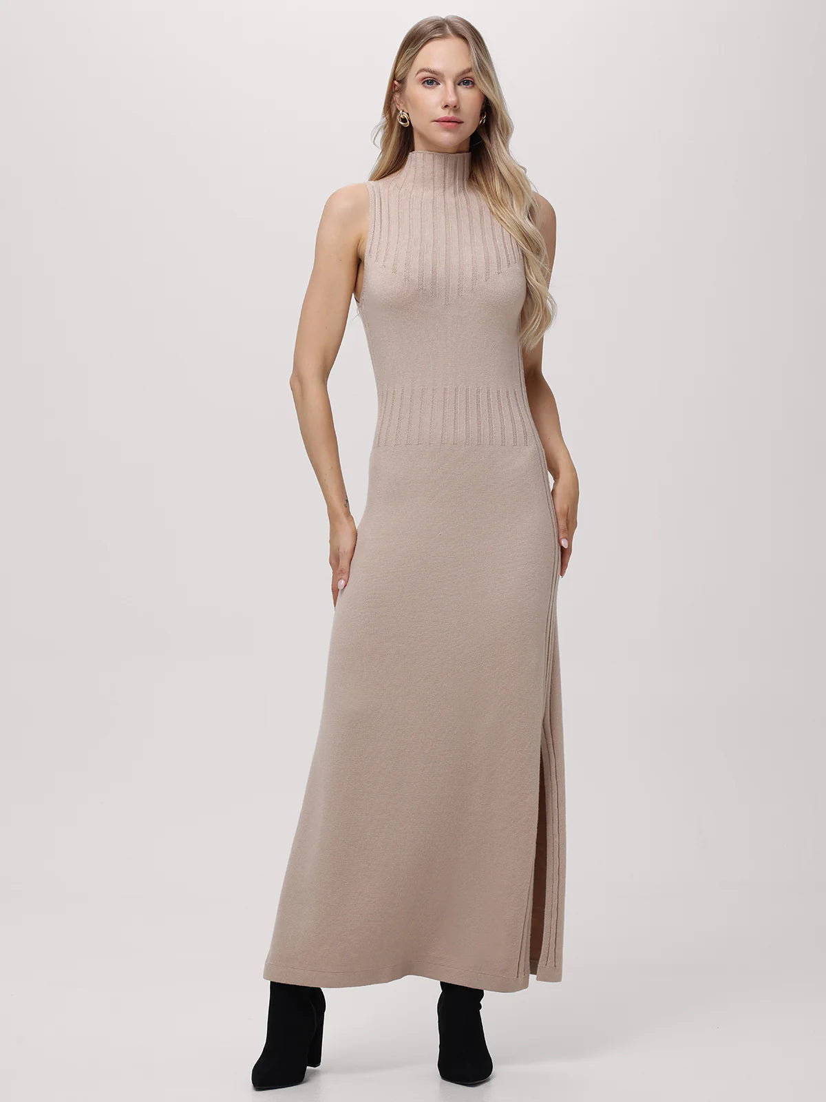 Funnel neck maxi dress