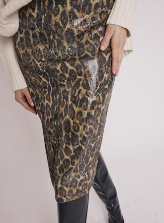 Dark leopard sequin skirt