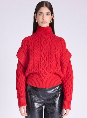 Cherry cable knit sweater