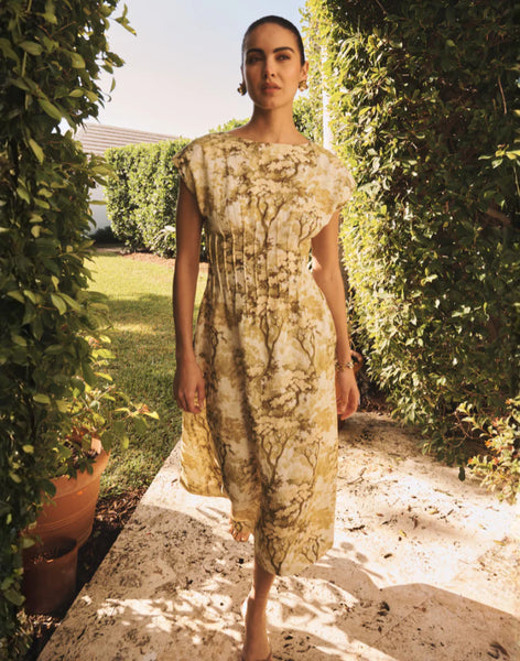 Quinn citrus toile dress