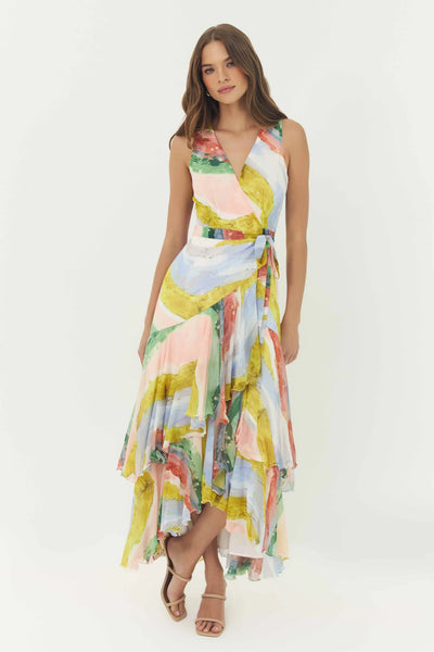 Multi cascade dress