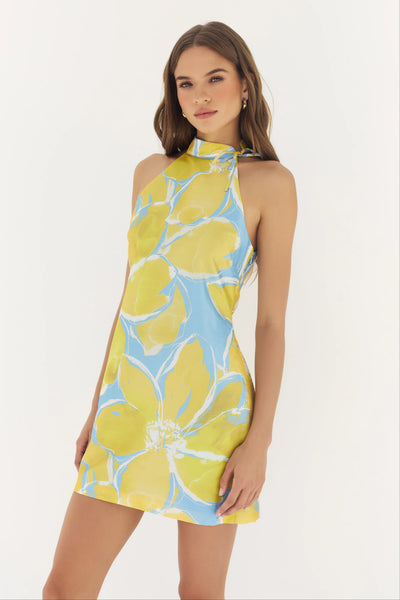 Blue/yellow short dress