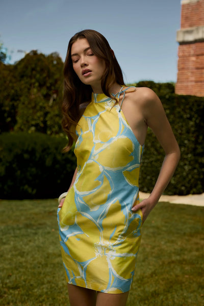 Blue/yellow short dress