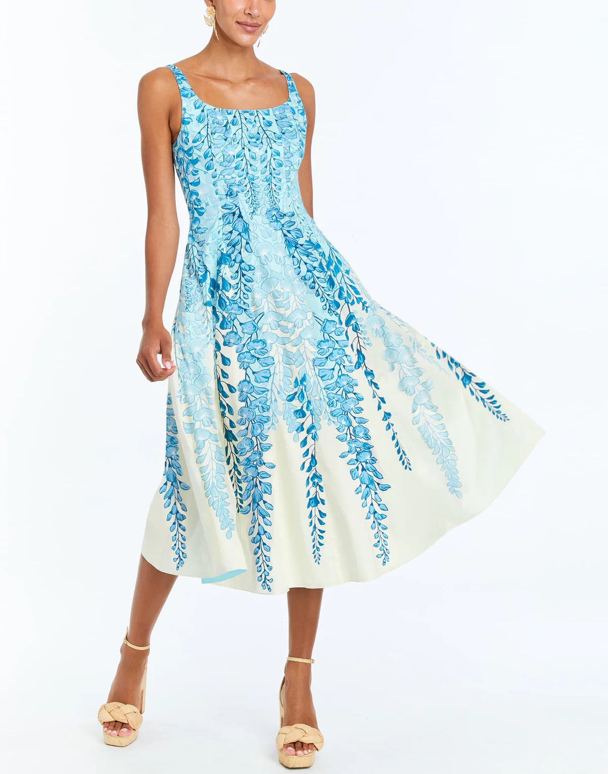 Blue floral dress long