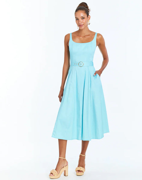 Blue floral dress long