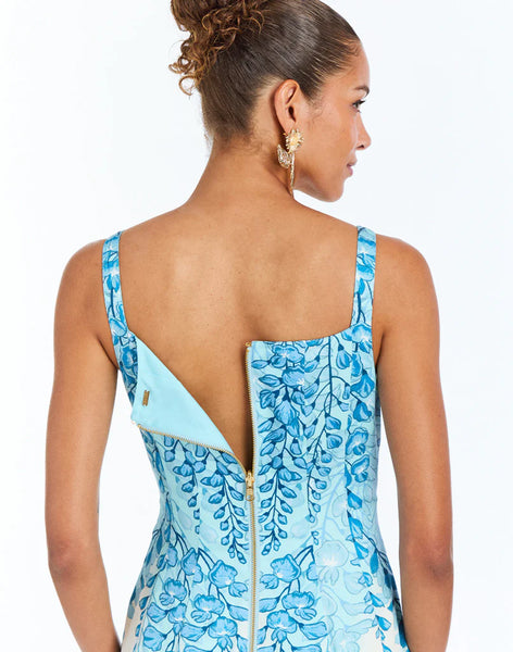 Blue floral dress long