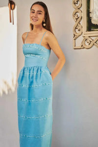 Aquamarine embroidered midi dress