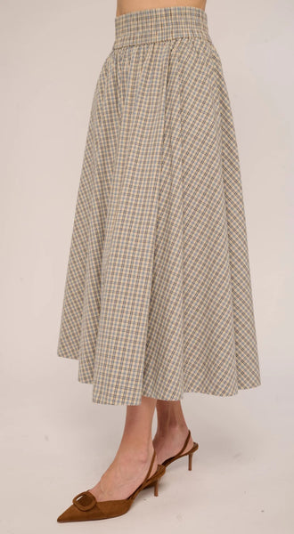 Marble blue plaid skirt