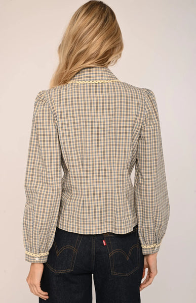 Marble blue plaid top