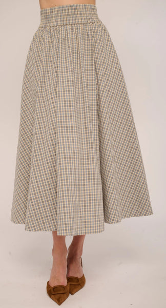 Marble blue plaid skirt