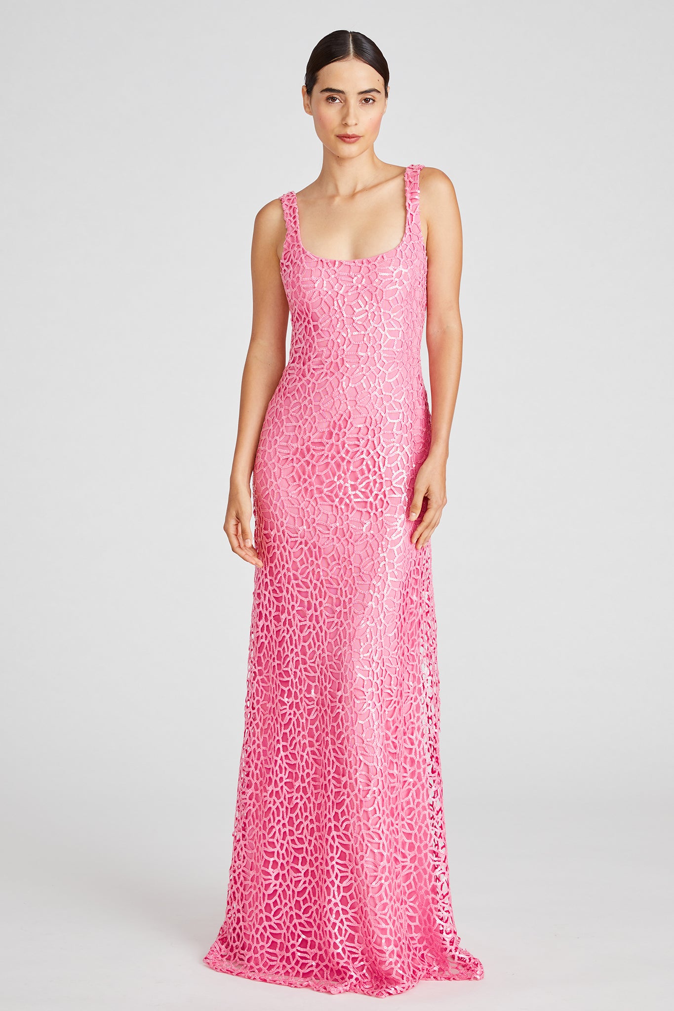 monique lhuillier pink sequin dress ml Monique Lhuillier Marisol Sequins Maxi Dress, 0 / Purple