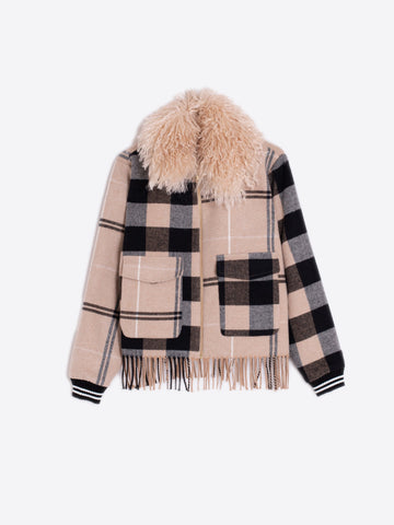 Mo hair flannel bomber