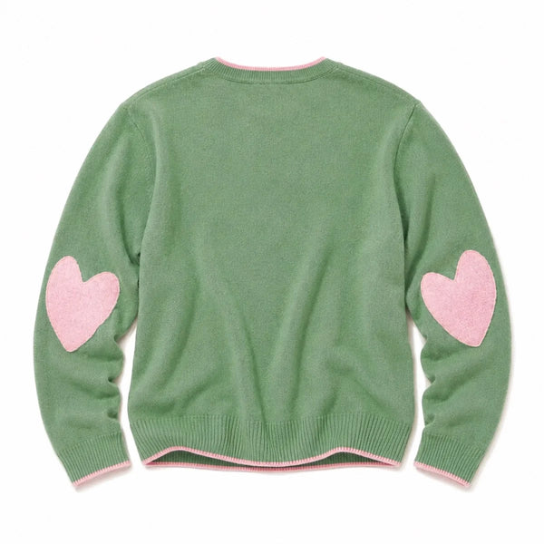 Patchwork pistachio pullover sweater