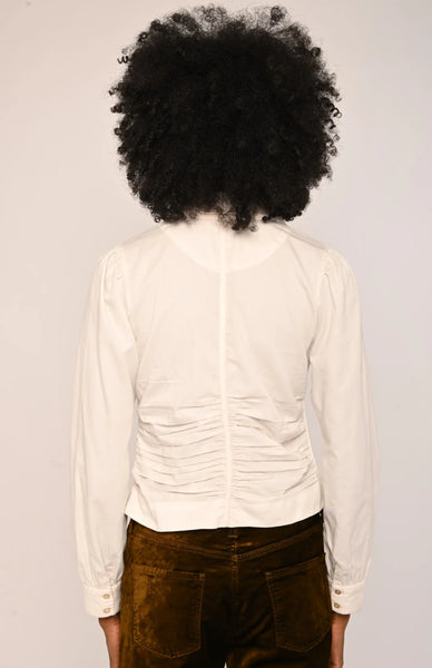 Snow white button down top