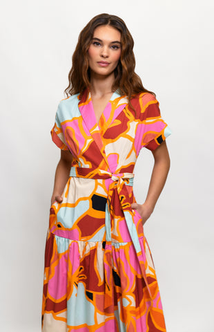 Rosen geometric wrap dress